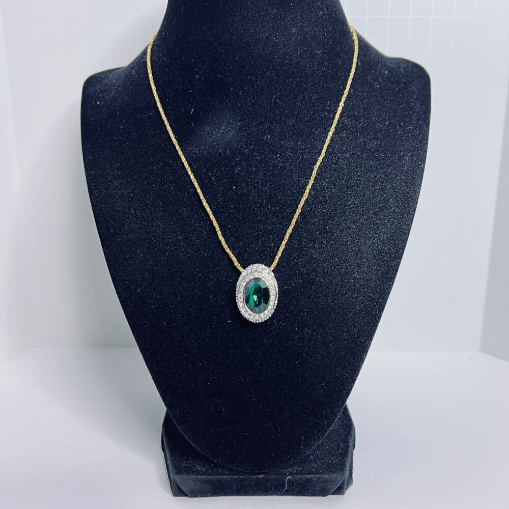 Nolan Miller Gold Tone Rope Chain Necklace With Austrian Crystal Pendant (6005)
